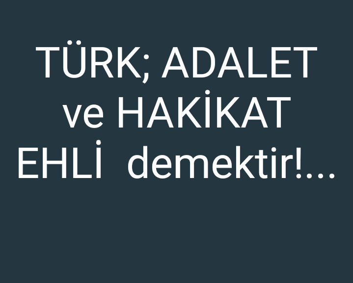 Türk,  Adalet ve Hakikat Ehlidir!..